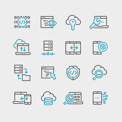 Data analysis vector icons set
