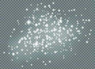 Falling stars effect on checkered background.Gold and silver glittering stars in a white cloud of dust.Sparkling magical stardust  particles.Explosion in the universe.