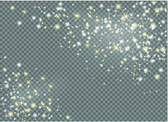 Falling stars effect on checkered background.Gold and silver glittering stars in a white cloud of dust.Sparkling magical stardust  particles.Explosion in the universe.