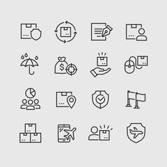 Set of Shipping vector line icon
