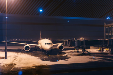 Fototapeta premium Airplane. Airport. Night.
