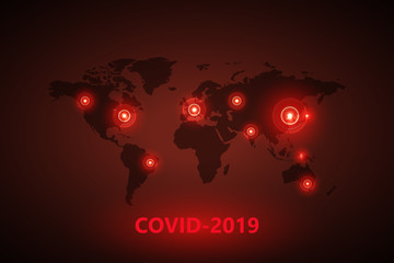 Map of pandemia spread Coronavirus.Virus Covid -19. Epidemic outbreaks worldwide. Vector illustration.