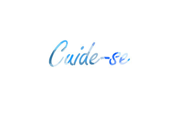 inscription take care of yourself to Low Poly in Portuguese
