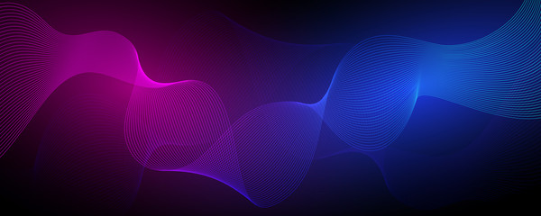 Technology concept. Future cyber technology web services for business and internet project. Geometric abstract background .Colored dynamic waves on a dark background.  Illustration