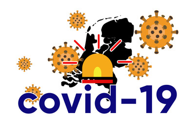 Illustration vector graphic of Netherlands map and icon alarm. COVID-19, 2019-nCoV, Virus corona vectors. Corona virus outbreak with Netherlands map. vector illustration EPS10.