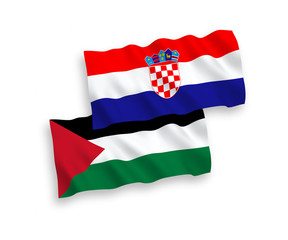 Flags of Palestine and Croatia on a white background