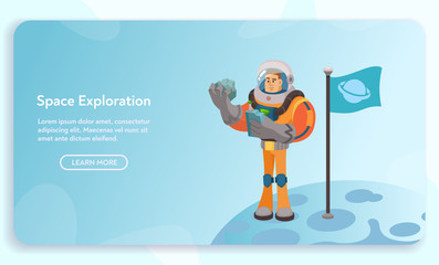 Astronaut character exploring outer space. Cartoon vector illustration