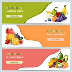 Healthy diet concept. Organic fruits and berries vector illustration