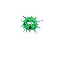 surprised scared coronavirus molecule green illustration picture sticker