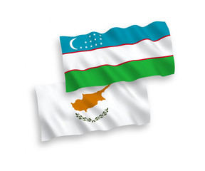 Flags of Cyprus and Uzbekistan on a white background