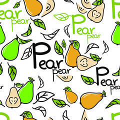  seamless vector pattern. pear fruit. healthy and ecological food
