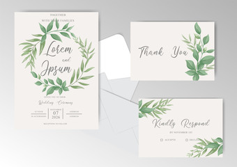 Fototapeta na wymiar Elegant wedding invitation card set template