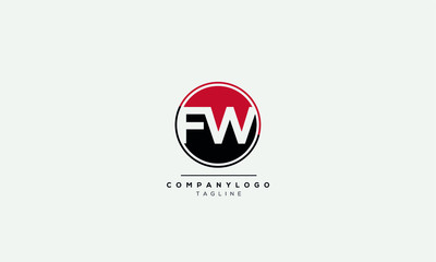 FW WF F W  Letter Logo Alphabet Design Template Vector