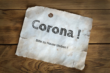 Corona,Bitte zu Hause bleiben