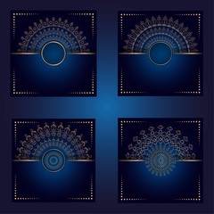 Vector set of Mandala cards. Gradient background. Luxury design