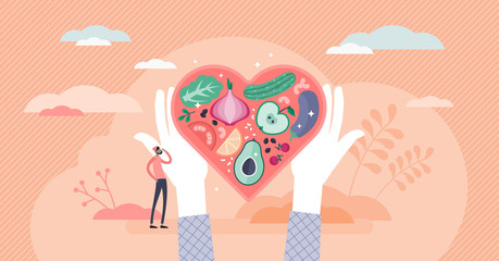 Healthy nutrition vector illustration. Vegetables flat tiny persons concept