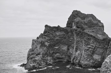 Panoramic view of the Atlantic Ocean from a cliff (Madeira, Portugal, Europe)