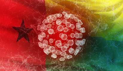 Medical virus molecular concept with flag of Guinea-Bissau. Pandemic 3D illustration.