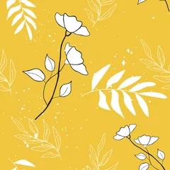 Stickers pour porte Signe rétro joli motif floral sans couture