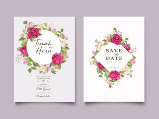 elegant wedding invitation design with floral and leaves