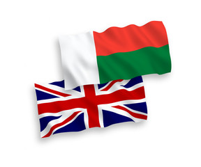 Flags of Great Britain and Madagascar on a white background