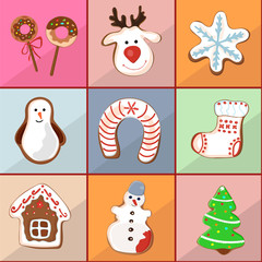 Seamless pattern of christmas gingerbread