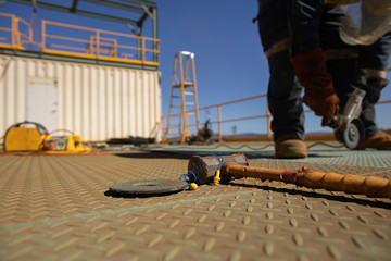 Health safety safe work practices  noise disruptive ear plug protection display on the metal floor...
