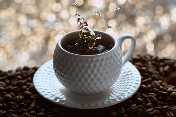 coffee cup grain shiny background
