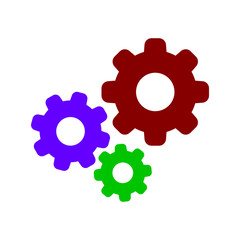 circle cog gear colorful for mechanization icon isolated on white, gear symbol for button icon for progress web, simple circle cog shape for engineering mechanism, machinery industrial technology sign
