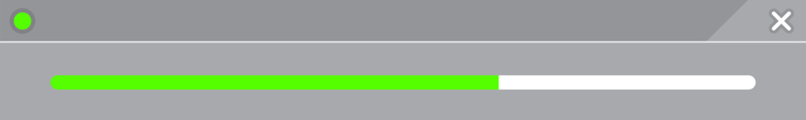Obraz premium progress bar bright green line isolated on rectangular grey, strip bar progress green for media graphic, progress bar flow simple sign on modern display dialog, progress green line for speed next sign