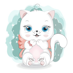 white cat girl with bow