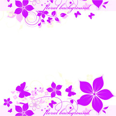 Pink abstract floral background with flowers