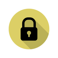 closed lock long shadow icon. Simple glyph, flat vector of web icons for ui and ux, website or mobile application