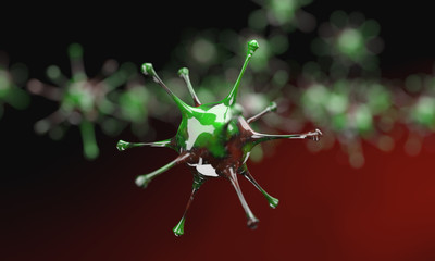 Chinese coronavirus COVID-19 , The outbreak of Covid-19 on Earth, 3D rendering