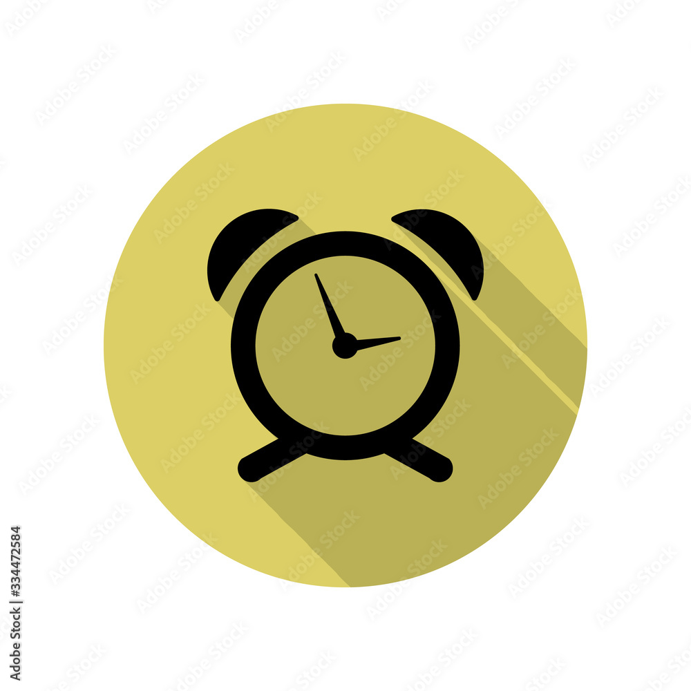 Poster alarm clock long shadow icon. simple glyph, flat vector of web icons for ui and ux, website or mobil