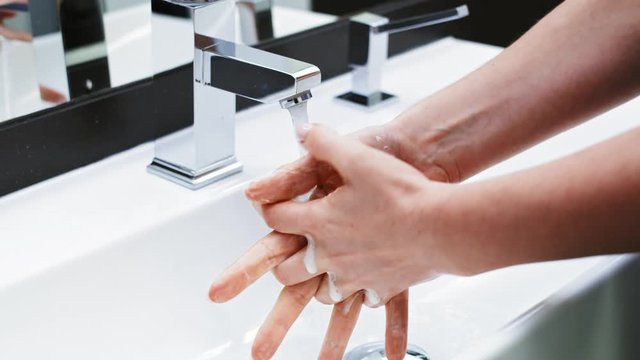Real time video of washing hands guide. Shot with RED helium camera in 8K.