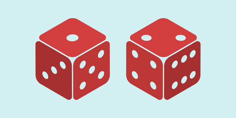 Two dice to gamble or gambling in craps flat vector icon for casino apps and websites