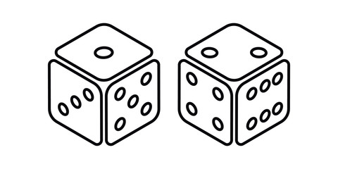 Two dice to gamble or gambling in craps flat vector icon for casino apps and websites