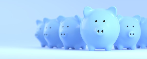 Blue Piggy bank for money saving - 334473766