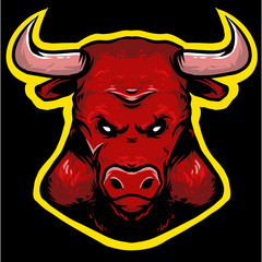 bull head vector logo mascot design