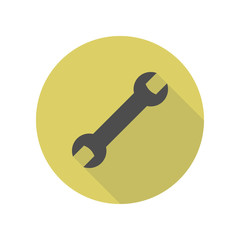 wrench long shadow icon. Simple glyph, flat vector of web icons for ui and ux, website or mobile application