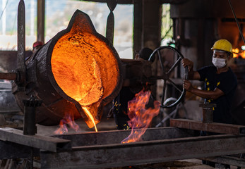 Casting, melting, molding and foundry. The most widely used non reusable mold method is sand...
