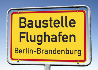 Schild Baustelle Flughafen Berlin-Brandenburg, (Symbolbild)