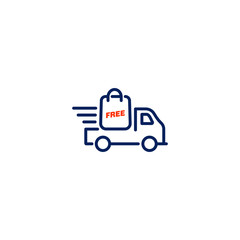 Free delivery truck icon design isolated on white background. Vector illustration