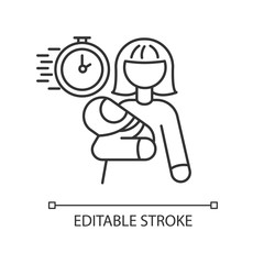 Emergency babysitter pixel perfect linear icon. Babysitting service worker. Urgent day care help. Thin line customizable illustration. Contour symbol. Vector isolated outline drawing. Editable stroke
