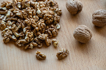 walnuts on wooden background