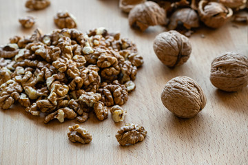 walnuts on wooden background