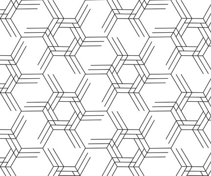 Repeating hexagon shape with line vector pattern