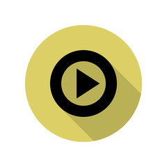 sign for play in a circle long shadow icon. Simple glyph, flat vector of web icons for ui and ux, website or mobile application
