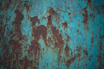 A blue metal texture about corrosion traces